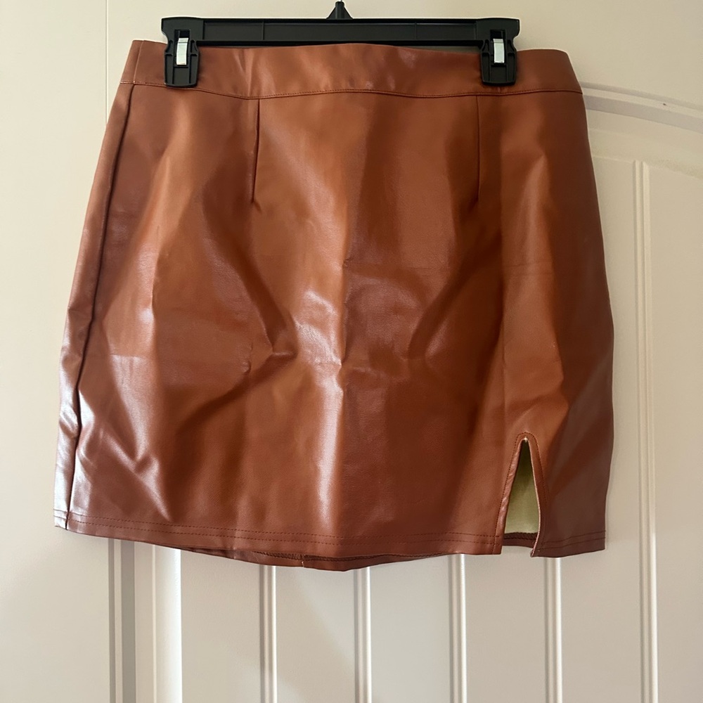 Lulu's Brown Pencil Mini Skirt with Slit